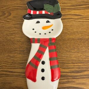 NWT Ceramic Snowman Spoon Rest - Holiday Kitchen Decor